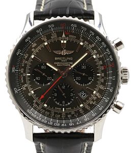 Breitling Navitimer 01 AB01271A Black Index Stainless Steel Leather Chronograph 46mm - PRE-OWNED