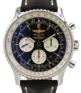 Breitling Navitimer 01 AB01272l1BD09442X Black Index Stainless Steel Leather Chronograph 46mm - BRAND NEW
