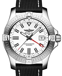 Breitling Avenger Automatic GMT 43 White Dial Stainless Steel Leather Strap A32397101A1X1 - BRAND NEW