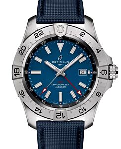 Breitling Avenger Automatic GMT 44 Stainless Steel Blue Dial Leather Strap A32320101C1X1