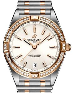 Breitling Chronomat 32 Stainless Steel/Red Gold Gem Set Bezel White Diamond Dial U77310591A1U1