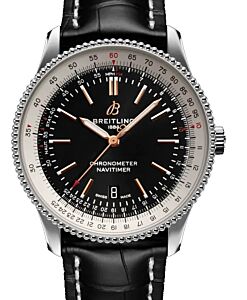 Breitling Navitimer Automatic 41 Black Dial Stainless Steel Bezel Leather Strap A17326211.B1P1 - BRAND NEW