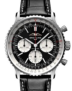 Breitling Navitimer B01 Chronograph 43 Steel Black Dial Leather Strap AB0138211B1P1
