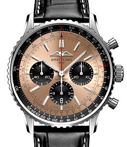 Breitling Navitimer B01 Chronograph 43 Stainless Steel Copper Dial Leather Strap AB0138241K1P1 - BRAND NEW
