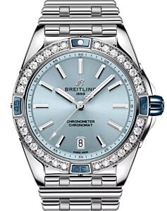 Breitling Super Chronomat Automatic 38 Stainless Steel Diamond Bezel  Blue Dial A17356531C1A1