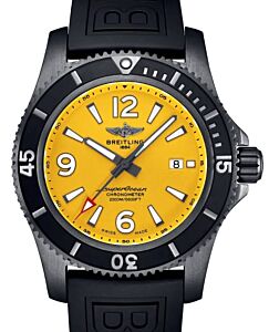 Breitling Superocean Automatic 46 Black Steel DLC Yellow Dial Rubber Strap M17368D71I1S1 - BRAND NEW