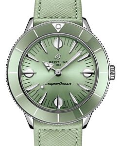 Breitling Superocean Heritage '57 Pastel Paradise Stainless Steel 38mm Mint Green Dial Leather Strap A10340361L1X1 - BRAND NEW