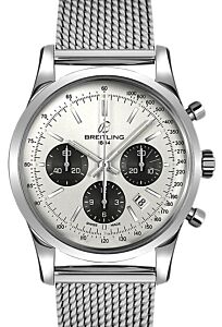 Breitling Transocean Chronograph Steel 43mm Silver Dial & Bracelet AB015212/G724-154A