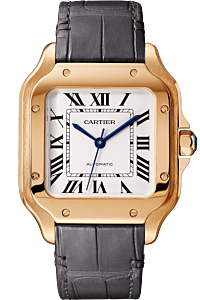 Cartier Santos De Cartier Ladies Watch Medium Automatic Interchangeable  Bracelets Rose Gold SIlver Dial Alligator Leather Strap WGSA0012 - BRAND NEW