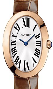 Cartier Baignoire Women's Watch Small Quartz Rose Gold Silver Dial Alligator Leather Strap W8000007 - BRAND NEW