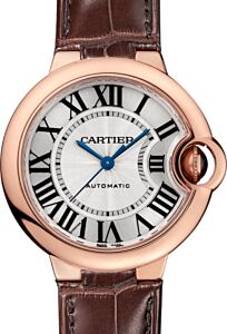 Cartier Ballon Bleu de Cartier Rose Gold 33mm Silver Dial Leather Strap W6920097 - BRAND NEW