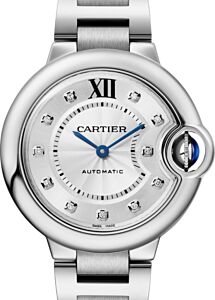 Cartier Ballon Bleu De Cartier Women's Watch Automatic Stainless Steel 33mm Silver Diamond Dial Steel Bracelet WE902074 - BRAND NEW