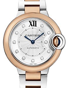 Cartier Ballon Bleu de Cartier Stainless Steel/Rose Gold 33mm Silver Diamond Dial W3BB0006 - BRAND NEW