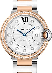 Cartier Ballon Bleu de Cartier Ladies Watch Automatic Stainless Steel Rose Gold Diamonds 36mm Silver Diamond Dial Steel Rose Gold Bracelet W3BB0004 - BRAND NEW