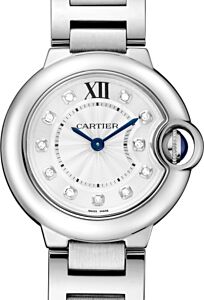 Cartier Ballon Bleu de Cartier Ladies Watch Quartz Stainless Steel 28mm Silver Diamond Dial Steel Bracelet WE902073 - BRAND NEW