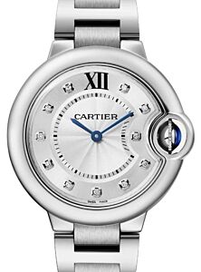 Cartier Ballon Bleu de Cartier Ladies Watch Quartz Stainless Steel 33mm Silver Diamond Dial Steel Bracelet W4BB0020 - BRAND NEW