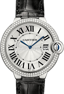 Cartier Ballon Bleu de Cartier Manual Winding White Gold Diamond Bezel 40mm Silver Dial Alligator Leather Strap WE902056 - BRAND NEW