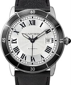 Cartier Ronde Croisi?re De Cartier Watch WSRN0002 Silver Roman Black Synthetic Bezel Stainless Steel Leather - BRAND NEW