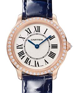 Cartier Ronde Louis Cartier Quartz 29mm Rose Gold/Diamonds Sandblasted Beige Dial Leather Strap WJRN0009 - BRAND NEW