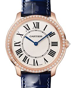 Cartier Ronde Louis Cartier Quartz 36mm Rose Gold/Diamonds Sandblasted Beige Dial Leather Strap WJRN0010 - BRAND NEW