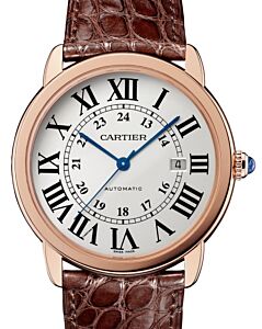 Cartier Ronde Solo de Cartier Men's Watch Automatic Rose Gold 42mm Silver Dial Alligator Leather Strap W6701009 - BRAND NEW