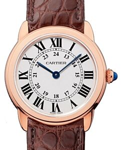 Cartier Rondo Solo de Cartier Ladies Watch Quartz Rose Gold Steel 29mm Silver Dial Alligator Leather Strap W6701007 - BRAND NEW