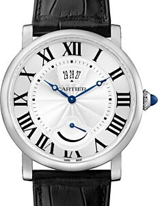 Cartier Rotonde de Cartier Calendar Aperture and Power Reserve Men's Watch Manual Winding Stainless Steel 40mm Silver Dial Alligator Leather Strap W1556369 - BRAND NEW