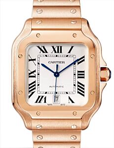 Santos De Cartier Large Silver Dial Rose Gold WGSA0018