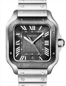 Santos de Cartier Large Stainless Steel Grey Dial WSSA0037