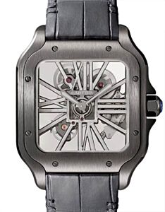Santos De Cartier Large Black ADLC Steel Skeleton Dial WHSA0009