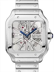 Santos de Cartier Large Steel Skeleton Dial WHSA0015