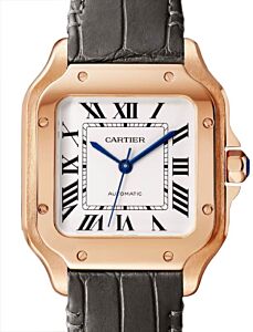 Santos De Cartier Medium Rose Gold Silver Dial WGSA0028