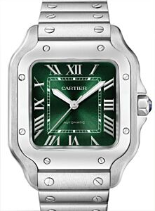 Santos de Cartier Medium Steel Green Dial WSSA0061