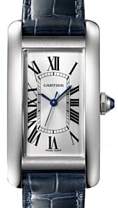Cartier Tank Americaine Women's Watch Medium Automatic Stainless Steel Silver Dial Alligator Leather Strap WSTA0017 - BRAND NEW
