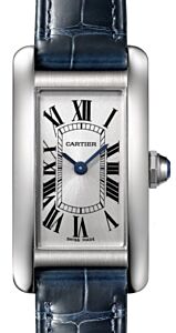 Cartier Tank Americaine Women's Watch Small Quartz Stainless Steel Silver Dial Alligator Leather Strap WSTA0016 - BRAND NEW