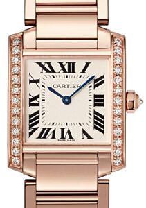 Cartier Tank Francaise Ladies Watch Medium Quartz Rose Gold Diamond Bezel Silver Dial Bracelet WJTA0023 - BRAND NEW