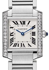 Cartier Tank Francaise Ladies Watch Medium Quartz Stainless Steel Diamond Bezel Silver Dial Bracelet W4TA0009 - BRAND NEW