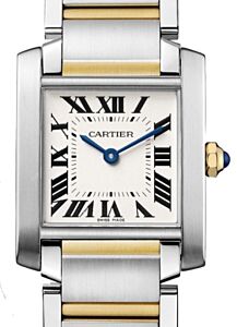 Cartier Tank Francaise Women's Watch Medium Quartz Stainless Steel Silver Dial Stainless Steel Yellow Gold Bracelet W2TA0003 - BRAND NEW