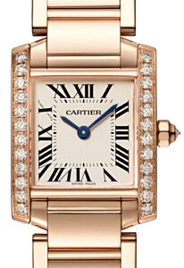 Cartier Tank Francaise Ladies Watch Small Quartz Rose Gold Diamond Bezel Silver Dial Bracelet WJTA0022 - BRAND NEW