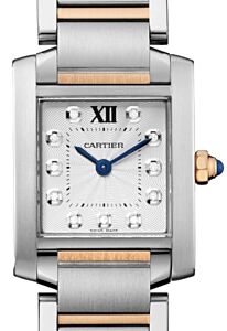 Cartier Tank Francaise Women's Watch Small Quartz Stainless Steel Silver Diamond Dial Stainless Steel Rose Gold Bracelet WE110004 - BRAND NEW