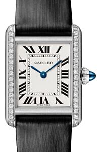 Cartier Tank Must Small Quartz Steel Diamond Bezel Silver Dial W4TA0031