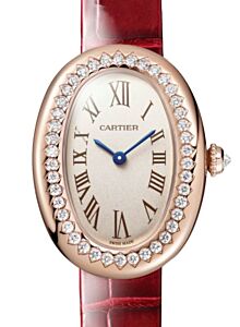 Cartier Baignoire Small Quartz Rose Gold/Diamonds Silver Dial Leather Strap WJBA0031 - BRAND NEW