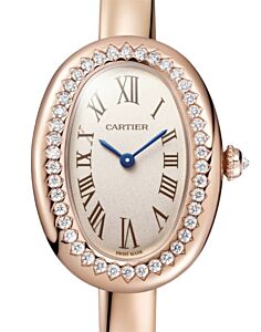 Cartier Baignoire Small Size 15 Quartz Rose Gold/Diamonds Silver Dial WJBA0041