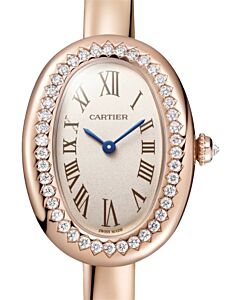 Cartier Baignoire Small Size 16 Quartz Rose Gold/Diamonds Silver Dial WJBA0042