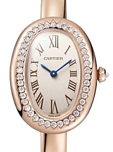 Cartier Baignoire Small Size 17 Quartz Rose Gold/Diamonds Silver Dial WJBA0045