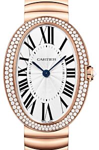 Cartier Baignoire Women's Watch Large Manual Winding Rose Gold Diamonds Silver Dial Rose Gold Bracelet WB520003 - BRAND NEW