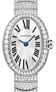 Cartier Baignoire Women's Watch Mini Quartz White Gold Diamonds Silver Dial White Gold Diamond Bracelet - BRAND NEW