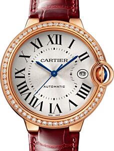 Cartier Ballon Bleu de Cartier Rose Gold/Diamonds 40mm Silver Dial Leather Strap WJBB0056 - BRAND NEW