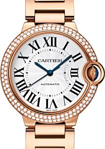 Cartier Ballon Bleu de Cartier Ladies Watch Automatic Rose Gold Diamond Bezel 36mm Silver Dial Rose Gold Bracelet WJBB0005 - BRAND NEW