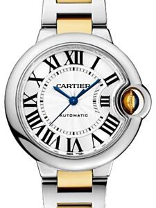 Cartier Ballon Bleu de Cartier Ladies Watch Automatic Stainless Steel 33mm Silver Dial Steel Yellow Gold Bracelet W2BB0029 - BRAND NEW
